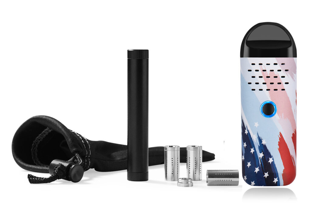 Herby portable dry herb vaporizer complete on-the-go kit in stars & stripes