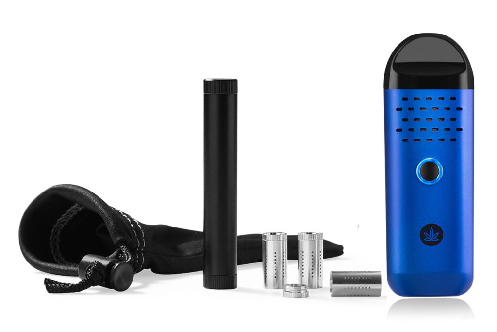 Herby portable dry herb vaporizer complete on-the-go kit in sapphire blue