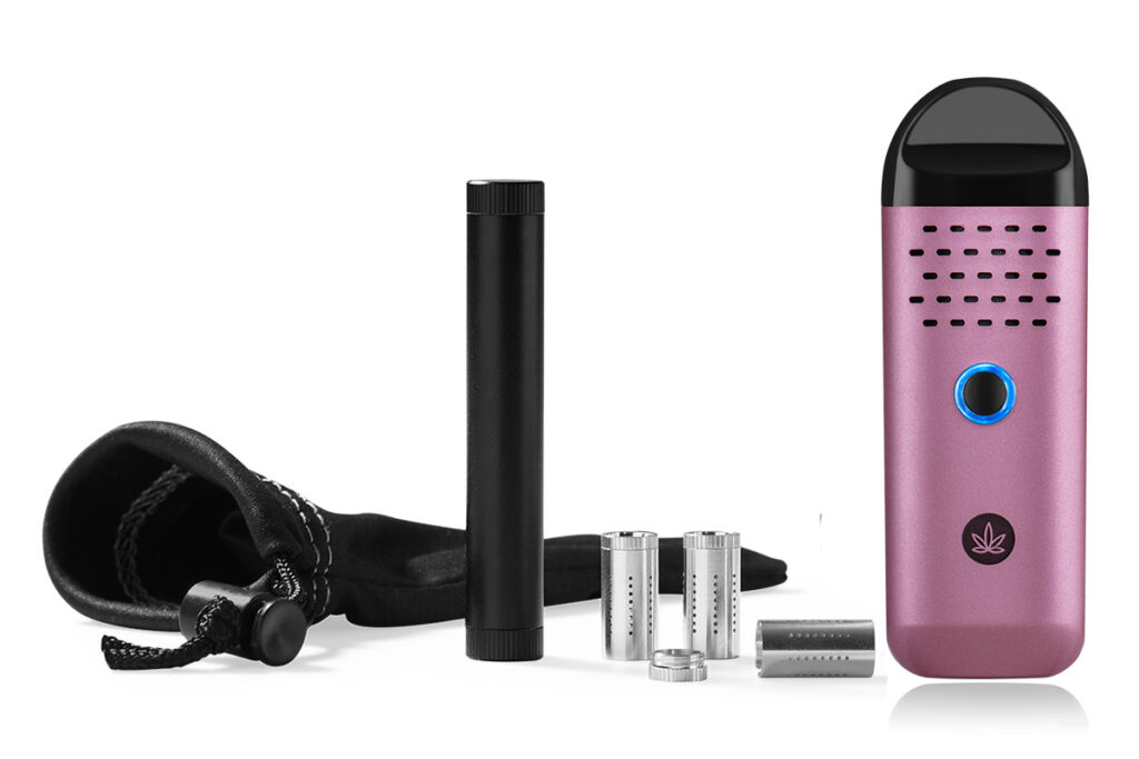 Herby portable dry herb vaporizer complete on-the-go kit in tickled pink