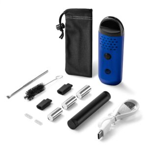 Herby dry herb vaporizer package contents in sapphire blue