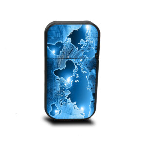 Cipher Stealth vape cartridge battery with blue digital world design